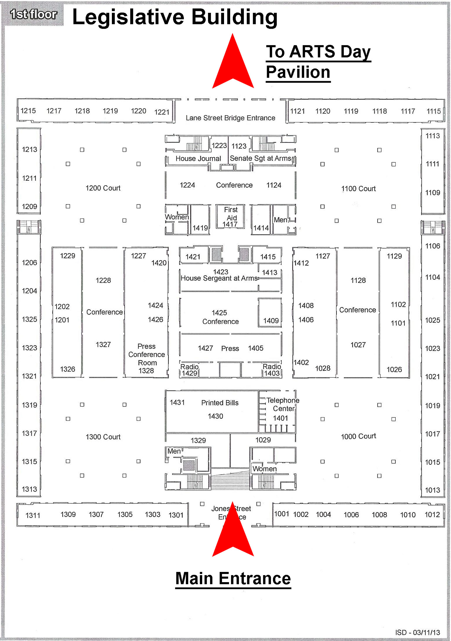 image of 1st Floor Legislative Building Map