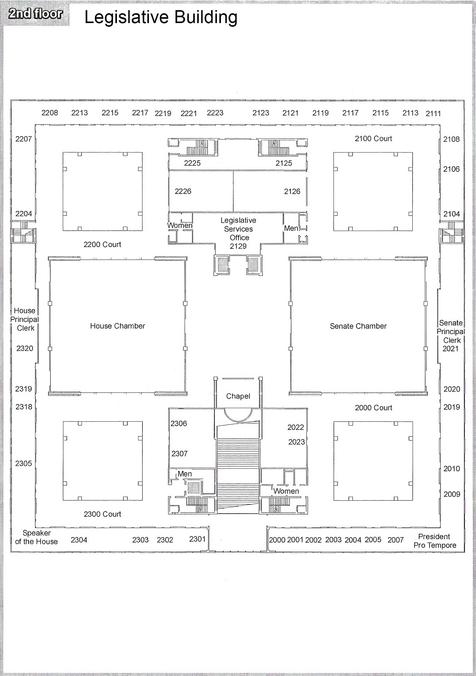 image of 2nd Floor Legislative Building Map