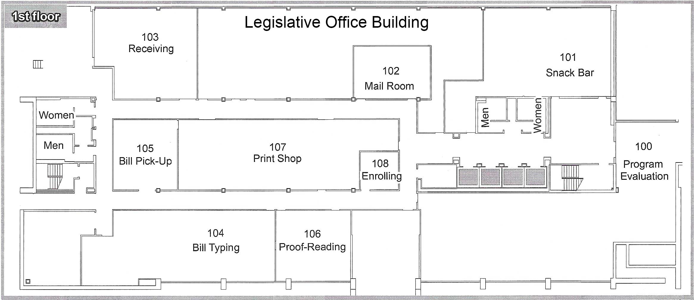 image of 1st Floor Legislative Office Building Map