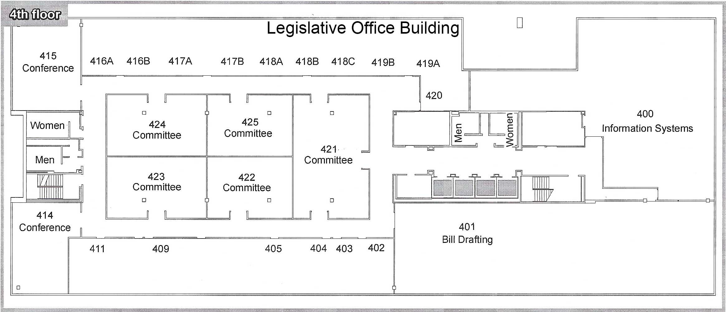 image of 4th Floor Legislative Office Building Map