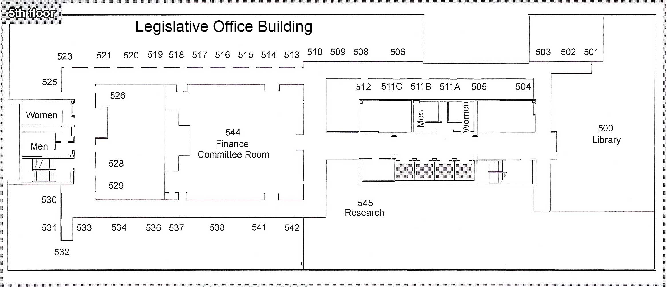 image of 5th Floor Legislative Office Building Map