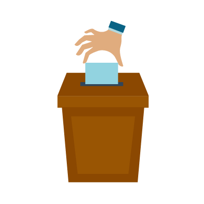 graphic of hand putting ballot in box