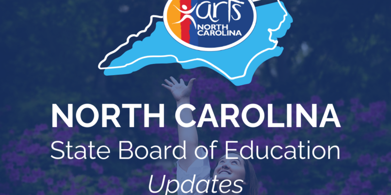 Title: North Carolina State Board of Education Updates - Image of a female high school student throwing her cap into the air standing outdoors