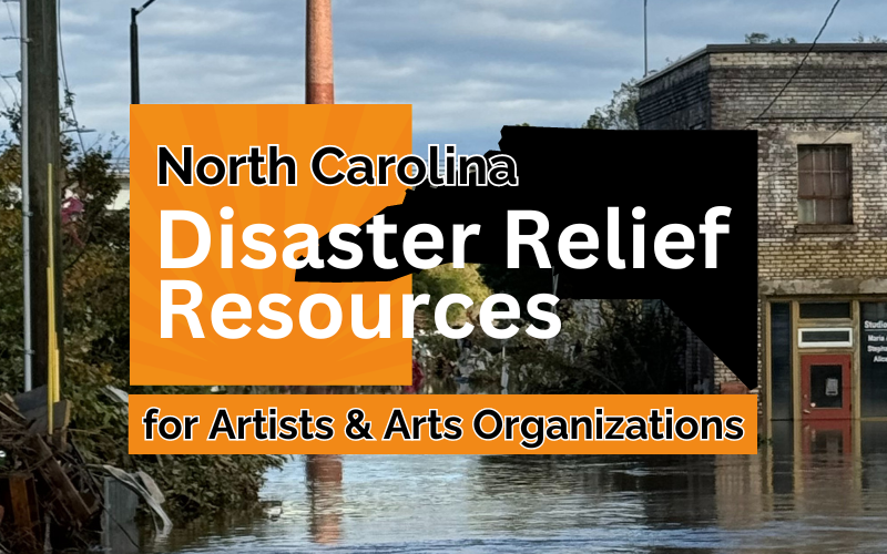 A picture of flooding in western NC and the logo for Disaster Relief Resources