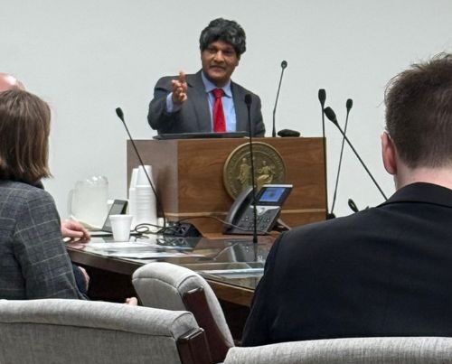 Senator Jay Chaudhuri speaking at the NCGA Arts Caucus