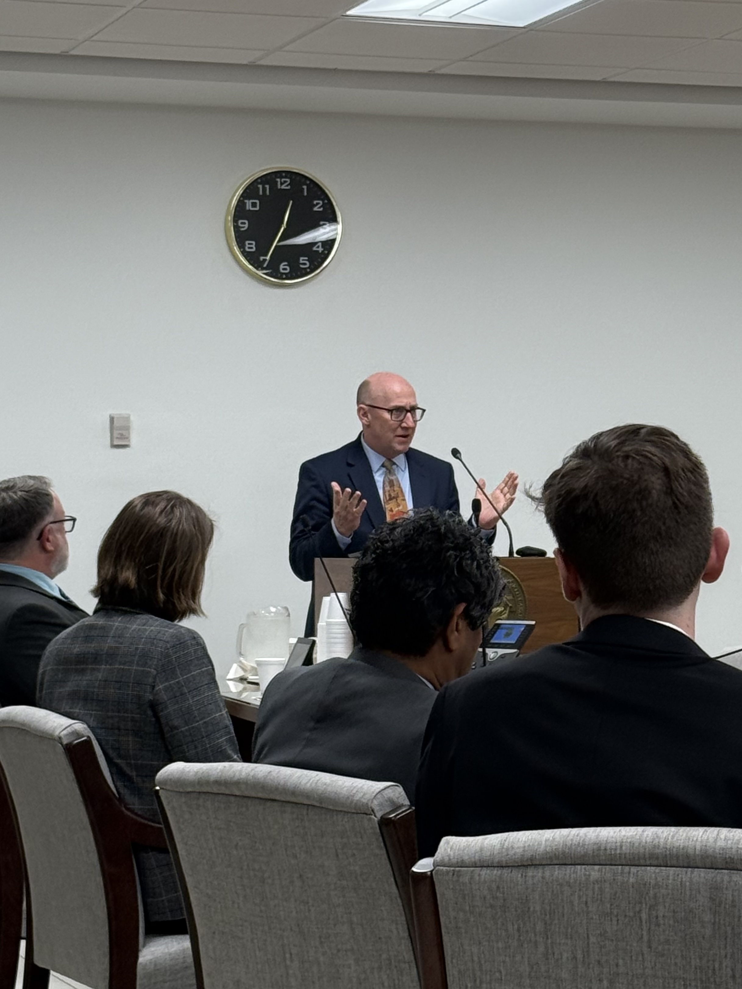 Nate McGaha speaking with NCGA Arts Caucus